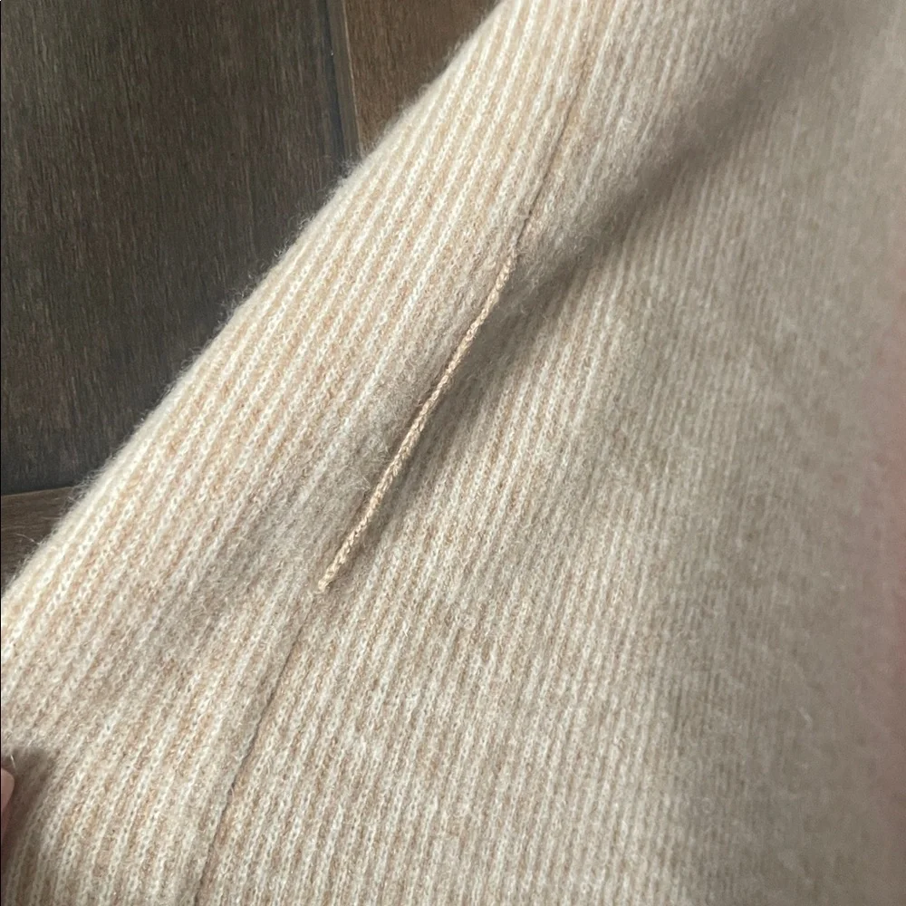 MADELEINE THOMPSON Calla 100% Cashmere Two-Tone, Tan, Long Open Cardigan, Large